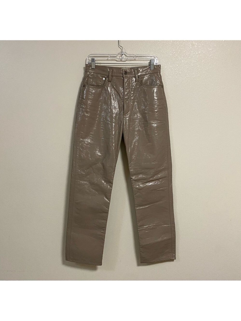 Agolde Pants Women’s Size 4/27 Quail Patent Recycled Leather 90s Pinch Waist
